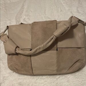ASOS design Beige Leather & Suede Patchwork Shoulder Bag - Women's Tote